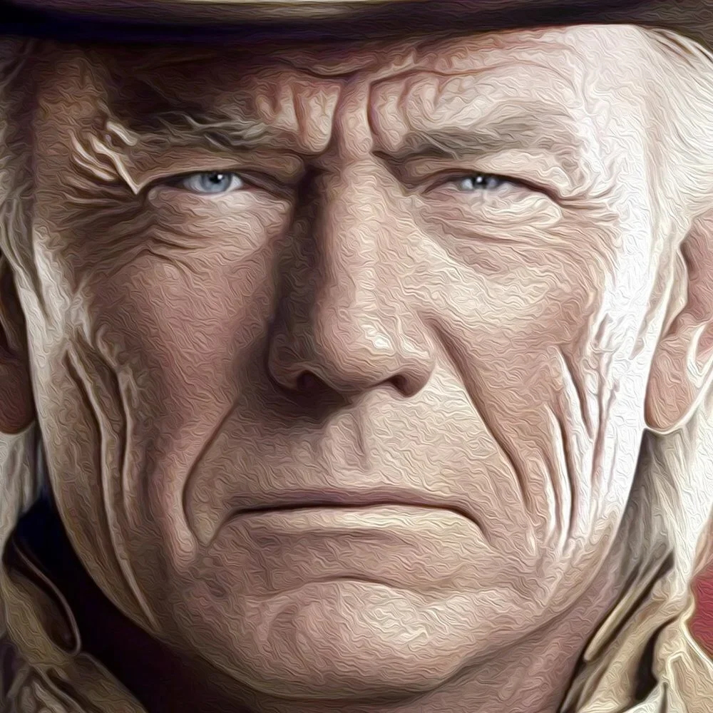 8x8 Donald Trump x John‎ Wayne American Flag Fantasy Watercolor Oil Painting - Picture 2 of 7